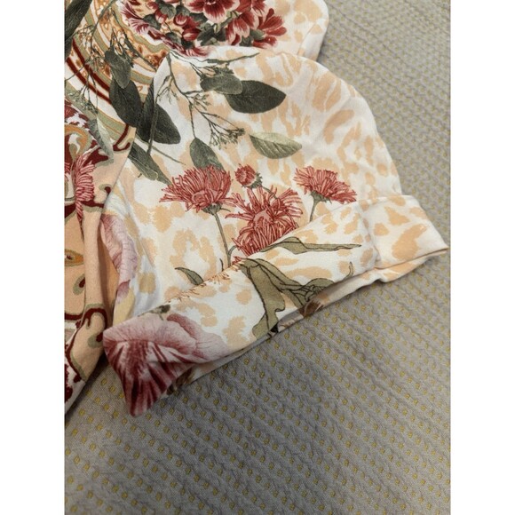 Soft Surroundings Small Floral Animal Print Short Sleeve Top Boho - Picture 6 of 6